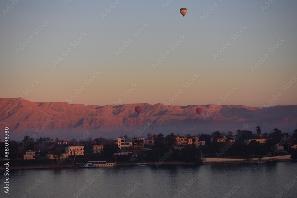 balloon at sunset in Luxor city balloon at sunset in Luxor city