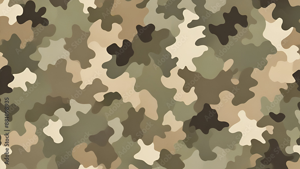 Fototapeta premium War camouflage seamless texture, 16:9, with copyspace, 300 dpi