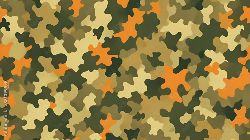 Fototapeta premium War camouflage seamless texture, 16:9, with copyspace, 300 dpi
