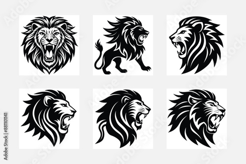 lion tribal tattoo set