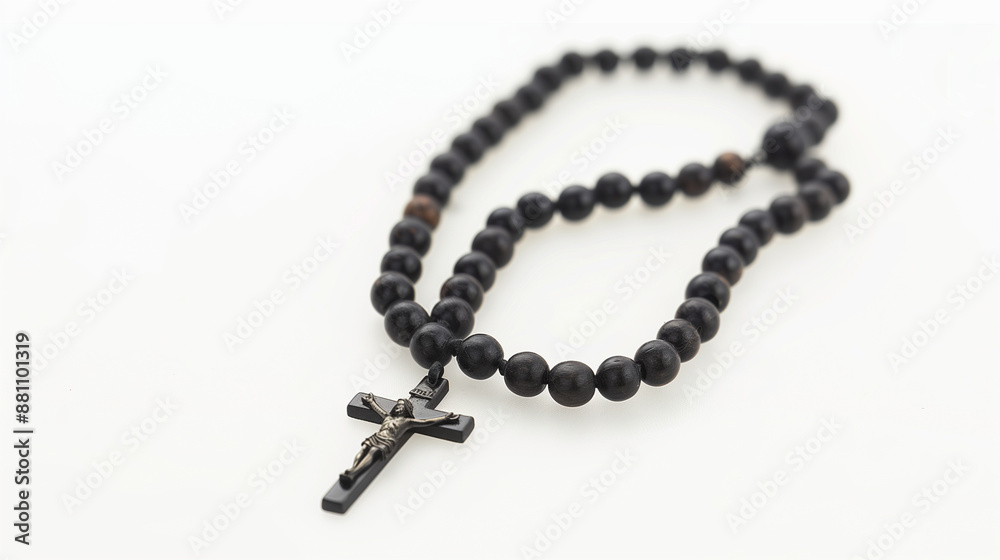 rosary on a white