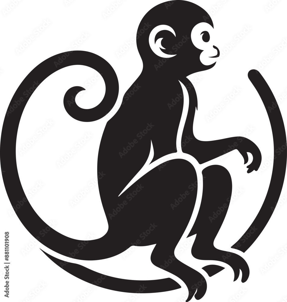 Fototapeta premium black and white illustration of a monkey
