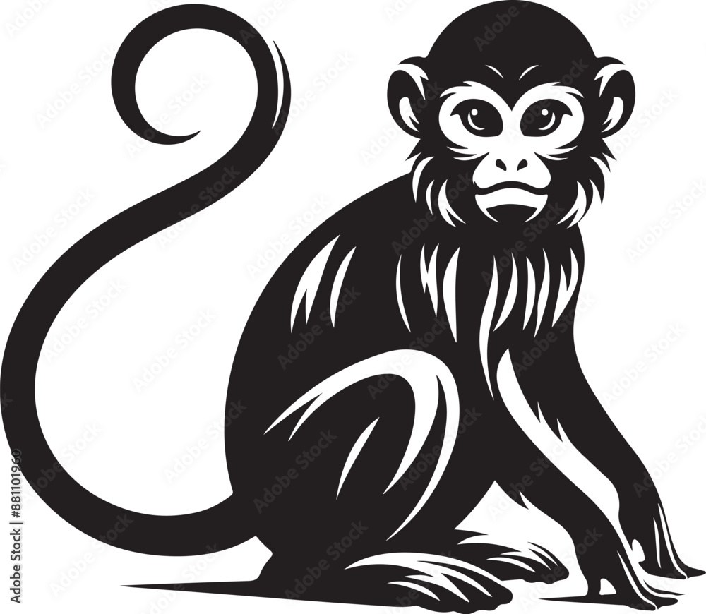 Fototapeta premium black and white illustration of a monkey