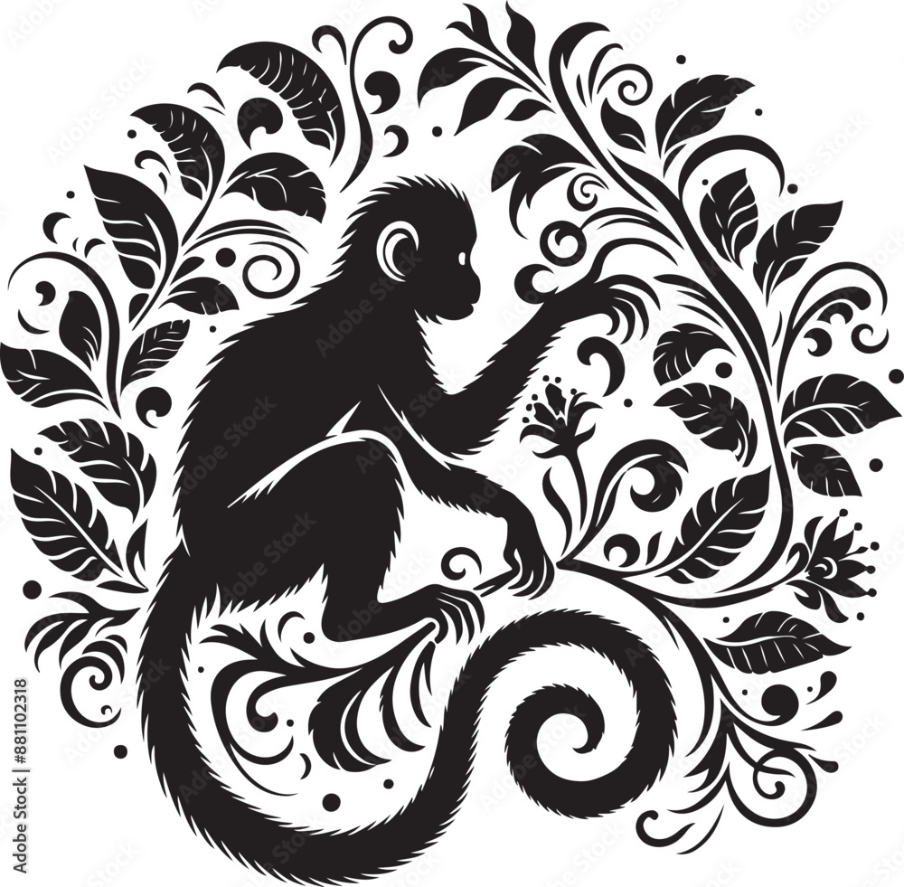 black and cartoon illustration of a monkey black and cartoon illustration of a monkey