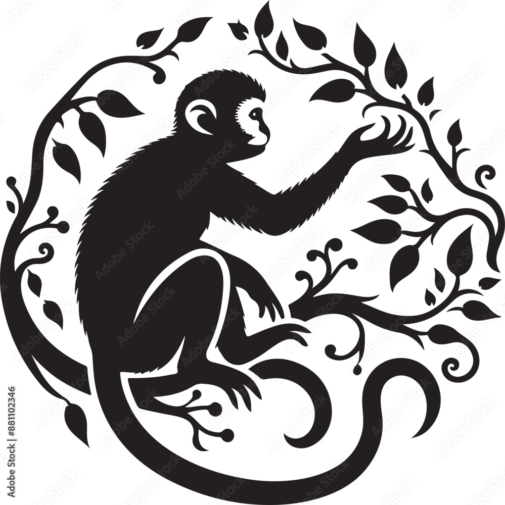black and cartoon illustration of a monkey black and cartoon illustration of a monkey