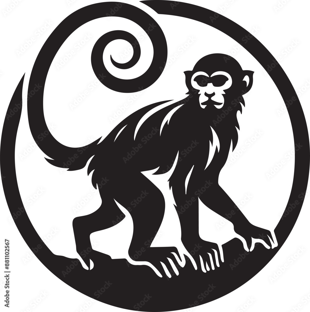 black and cartoon illustration of a monkey black and cartoon illustration of a monkey