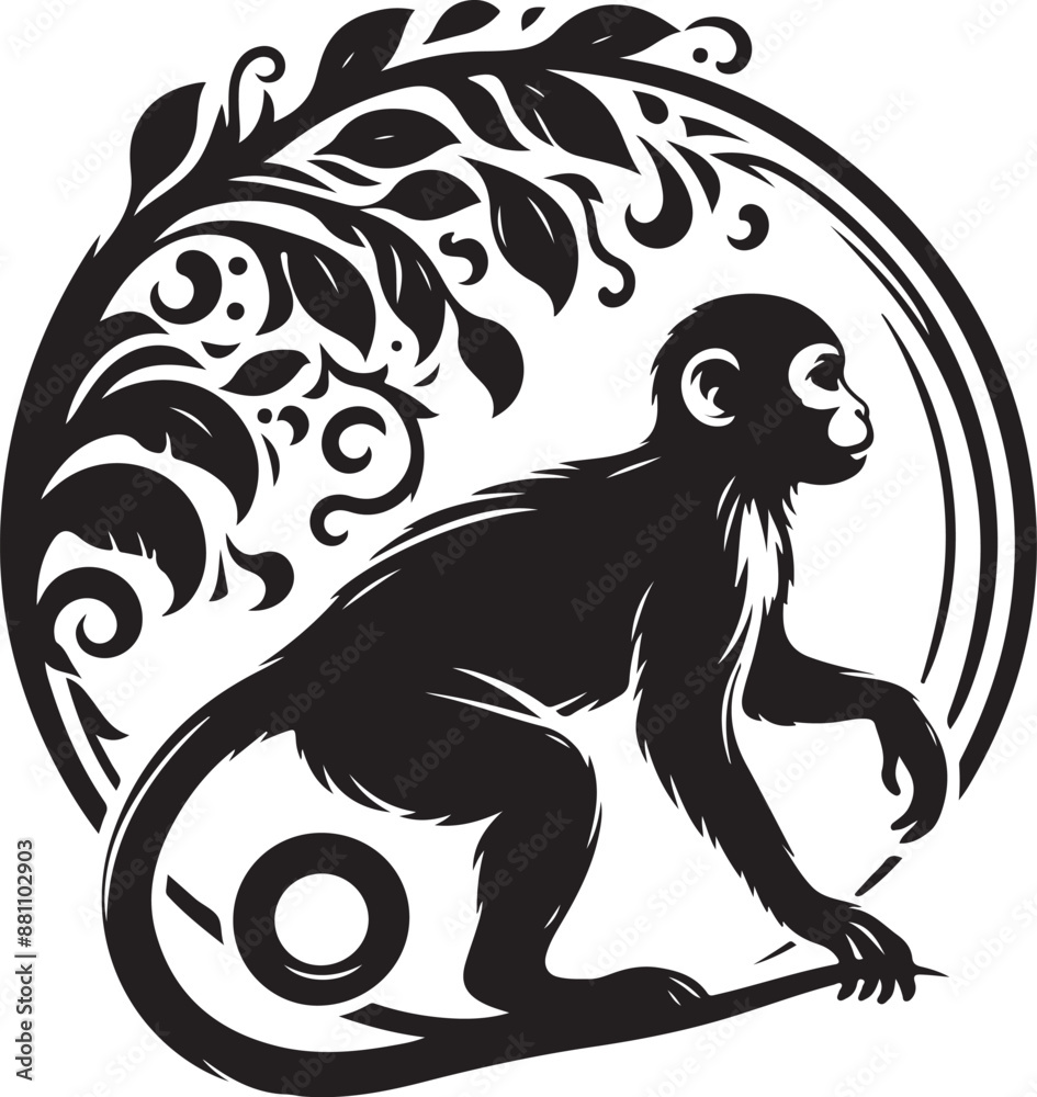 Fototapeta premium black and white illustration of a monky