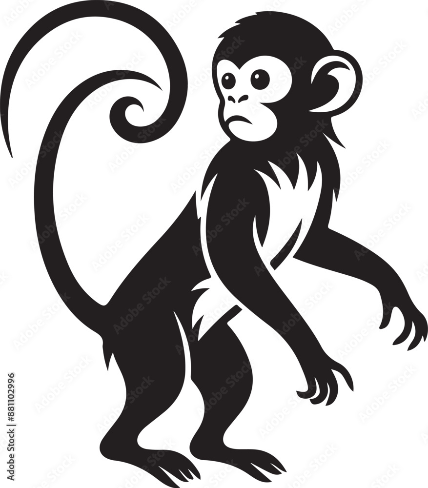 black and white illustration of a monky black and white illustration of a monky