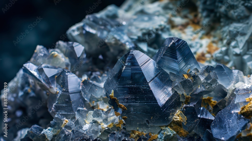 Close-Up of Blue Chalcopyrite Crystals in a Mineral Collection Close-Up of Blue Chalcopyrite Crystals in a Mineral Collection