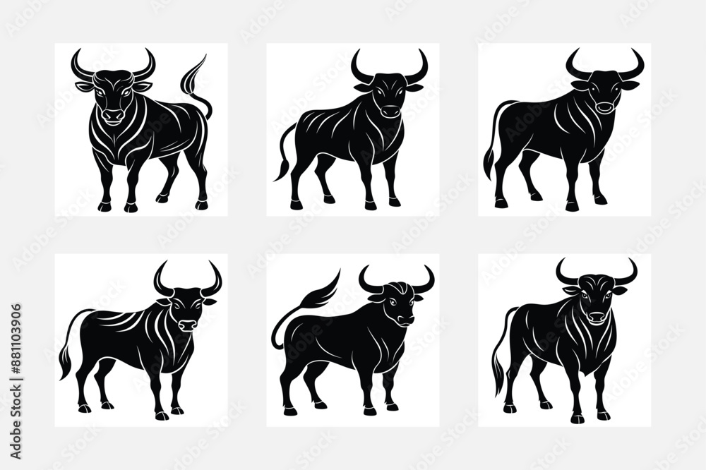 set of silhouettes of animals