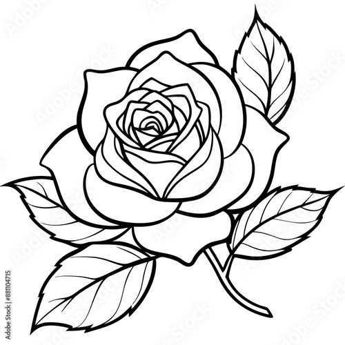 Wallpaper Mural Black and white rose vector illustration with seamless floral design Torontodigital.ca