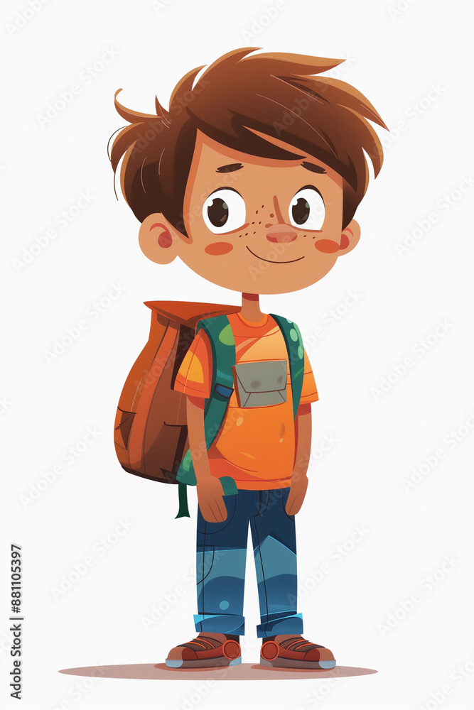 cartoon character with a school backpacks, back to school concept cartoon character with a school backpacks, back to school concept