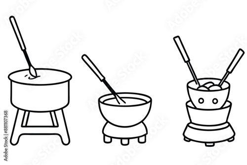 Fondue Line Art Design Clean Hand-Drawn Illustration