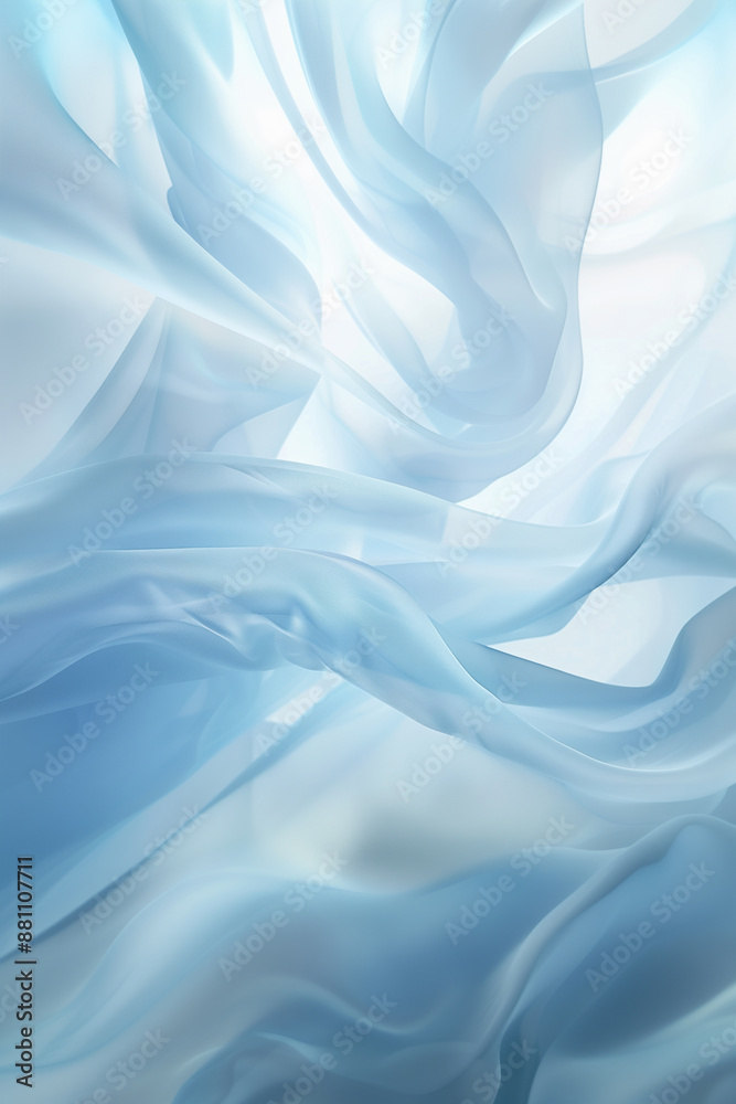 Fototapeta premium pale blue silk background, close-up view of delicate blue fabric folds creating a soft and dreamy texture