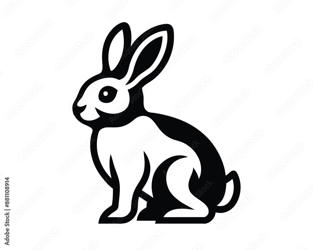 rabbit flat vector logo template rabbit flat vector logo template
