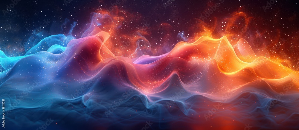 Abstract Cosmic Landscape with Glowing Waves Abstract Cosmic Landscape with Glowing Waves