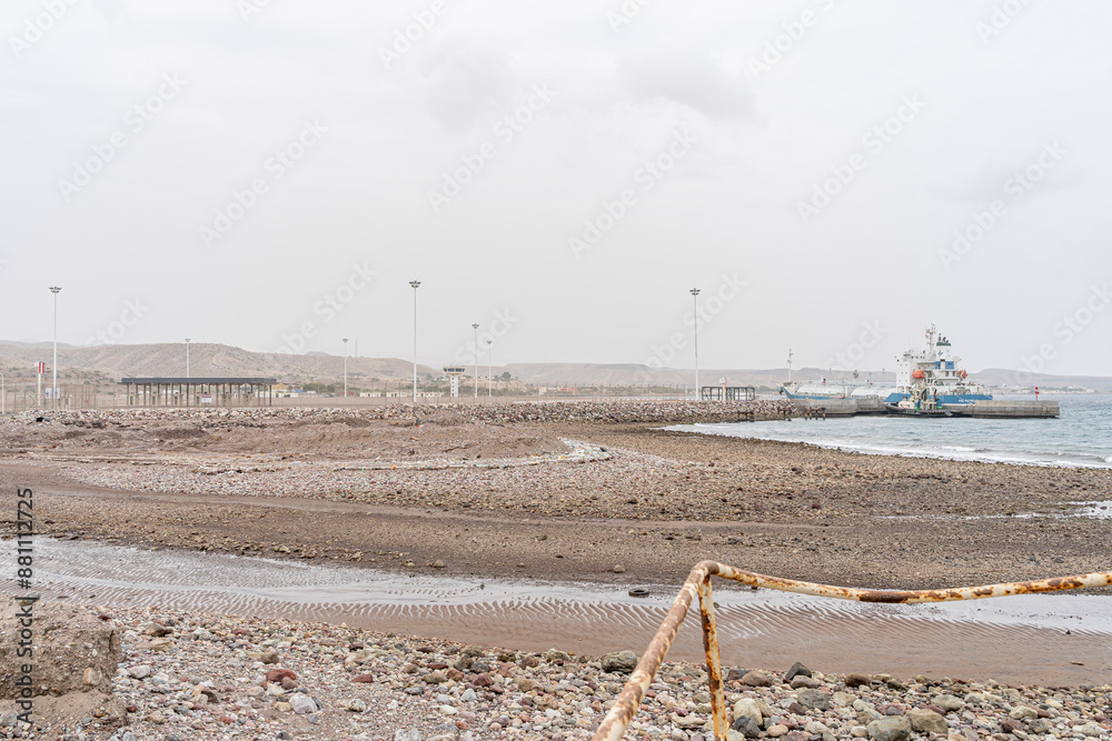 Djibouti coastline with rusty shipwreck in Tadjourah