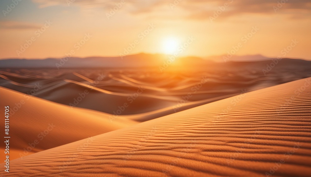 Golden Hour in the Desert: Vast Sand Dunes Bathed in Warm Evening Light. Generative AI Golden Hour in the Desert: Vast Sand Dunes Bathed in Warm Evening Light. Generative AI