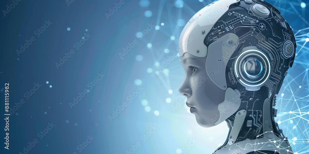 An AI robot child rendered in a child-like drawing style An AI robot child rendered in a child-like drawing style