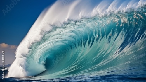 Captivating dynamic blue ocean wave for surfing summer, ideal for an eye catching and vibrant banner