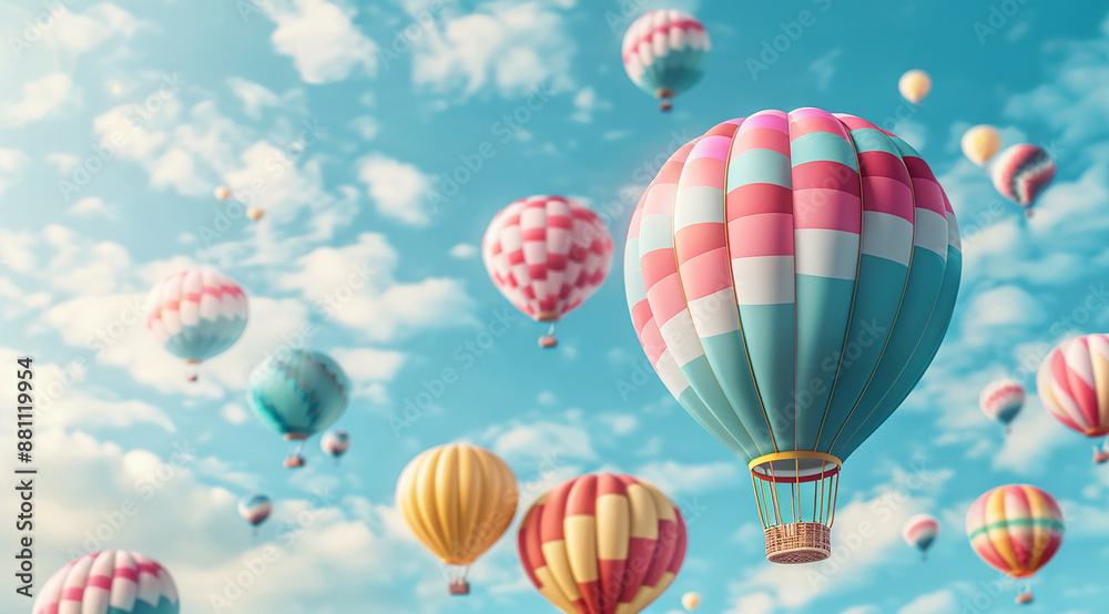 Colorful hot air balloons flying in the sky. A colorful background with many hot air balloons. The sky background features many colored hot air Colorful hot air balloons flying in the sky. A colorful background with many hot air balloons. The sky background features many colored hot air