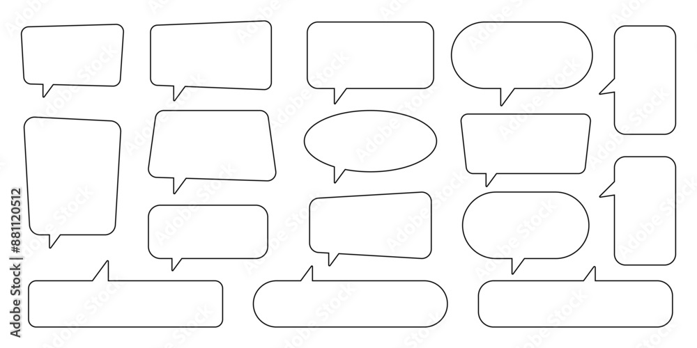 Speech bubble, speech balloon, chat bubble line art icon for apps and websites. Speech bubble, speech balloon, chat bubble line art icon for apps and websites.