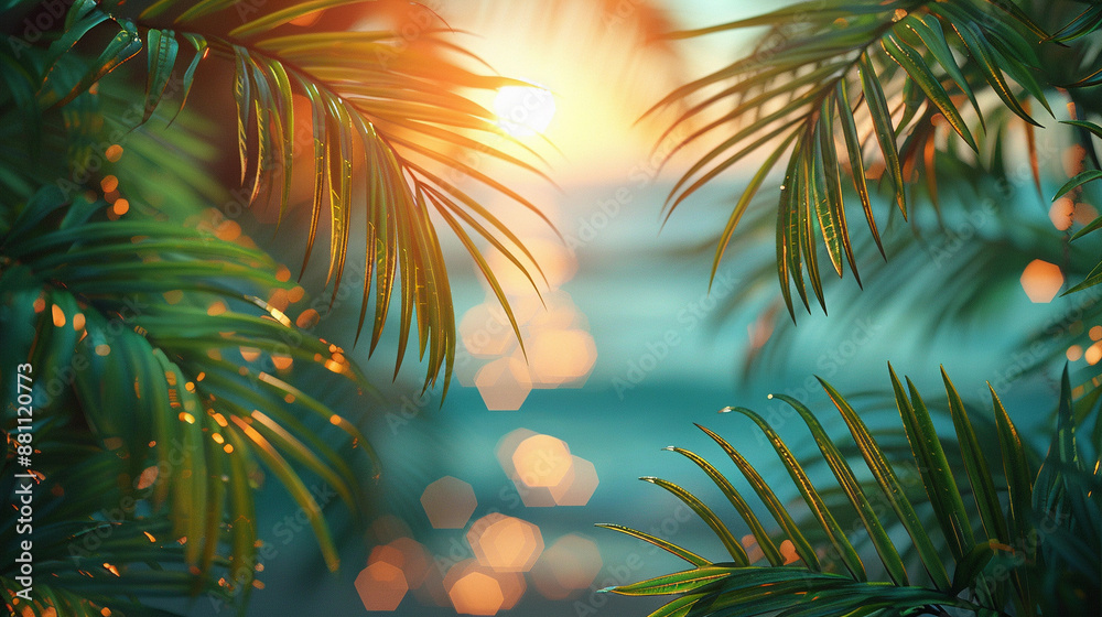 Tropical Palm leaves on the beach. Summer exotic trendy background with place for text
Tropical Palm leaves on the beach. Summer exotic trendy background with place for text