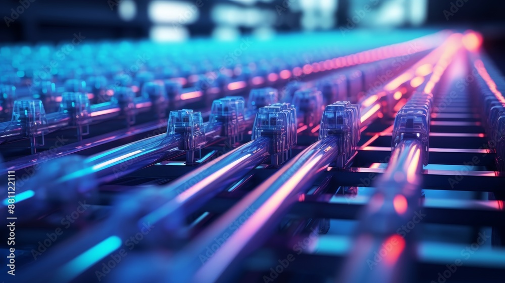 Abstract fiber optic network hyper fast broadband for global data in tech background Abstract fiber optic network hyper fast broadband for global data in tech background