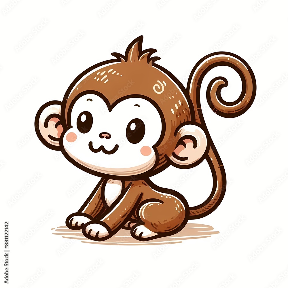 Obraz premium cute monkey cartoon vector icon illustration