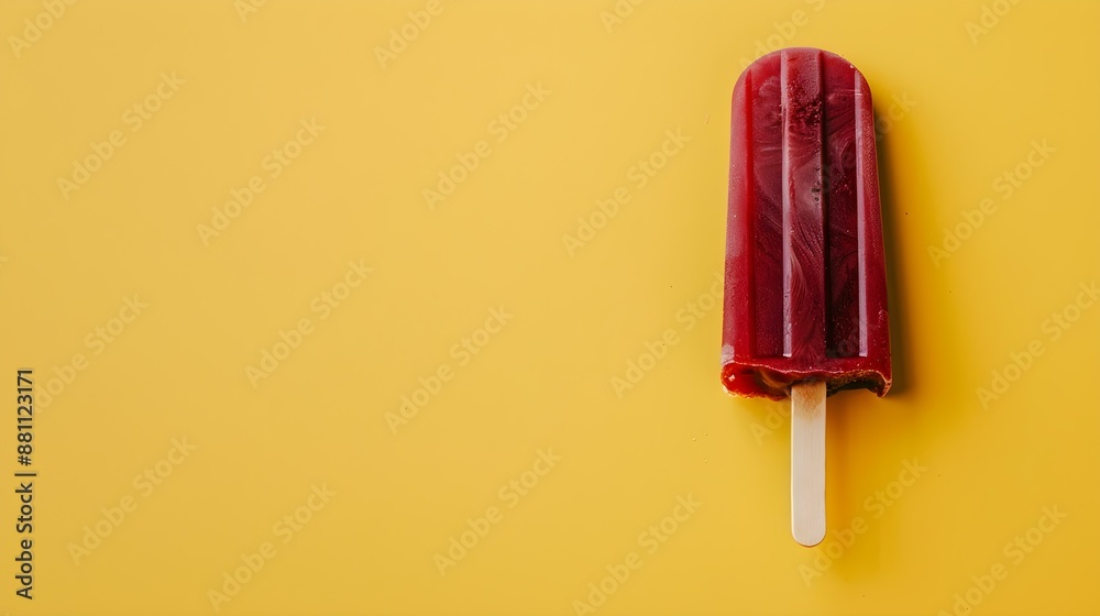 Burgundy Popsicle on a summery yellow Background with Copy Space Burgundy Popsicle on a summery yellow Background with Copy Space