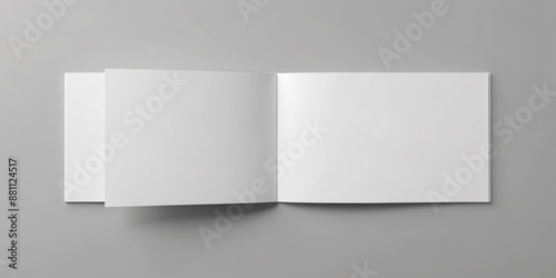 Empty horizontal bi-fold A4-sized brochure template in white color, featuring a blank front and inside spread, perfect for graphic design and mockup purposes.