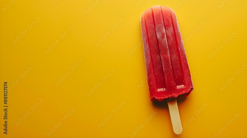 Dark Red Popsicle on a summery yellow Background with Copy Space Dark Red Popsicle on a summery yellow Background with Copy Space