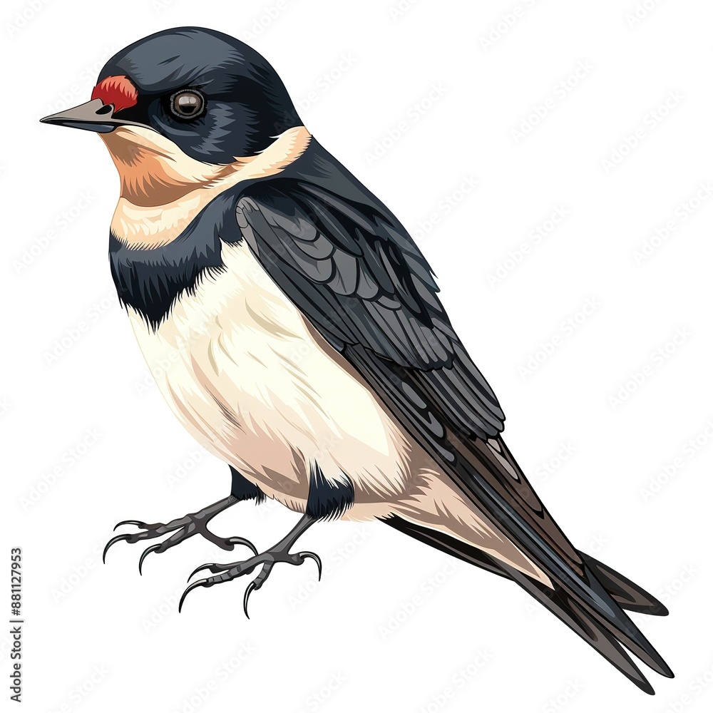 Fototapeta premium Swallow Retro animal fashion cartoon isolated whitebackground