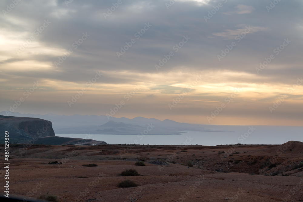 Sunset at viewpoint Mirador del Rio, Lanzarote Sunset at viewpoint Mirador del Rio, Lanzarote