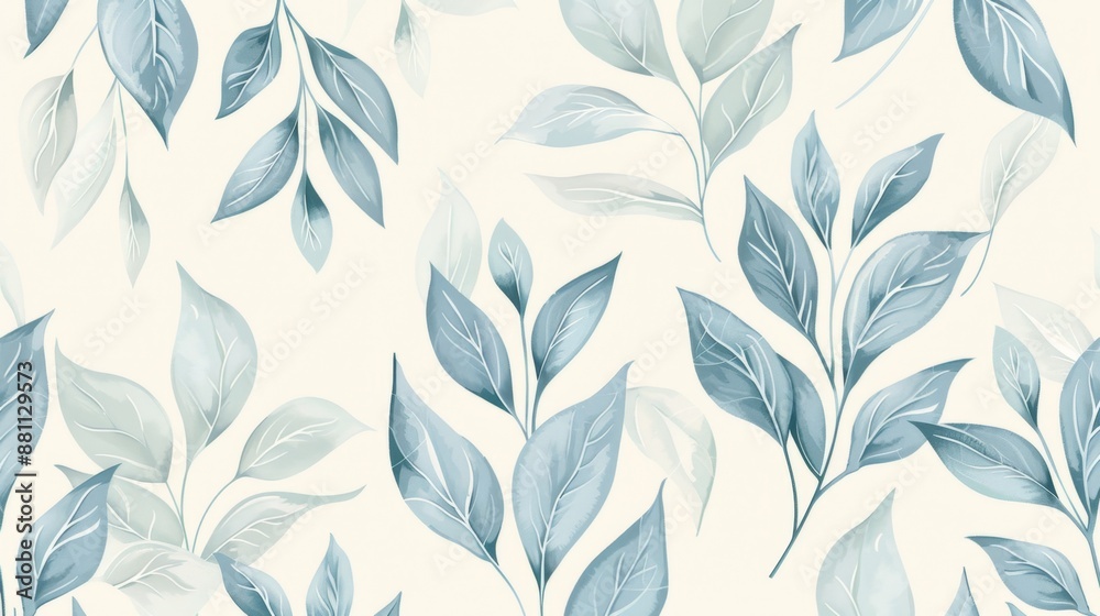 Serene Blue Leaves Pattern Wallpaper Design Serene Blue Leaves Pattern Wallpaper Design