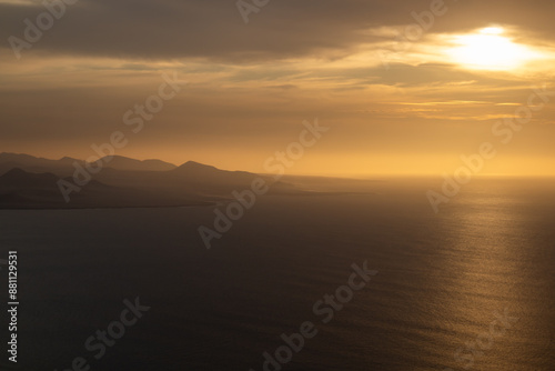 Sunset at viewpoint Mirador del Rio, Lanzarote