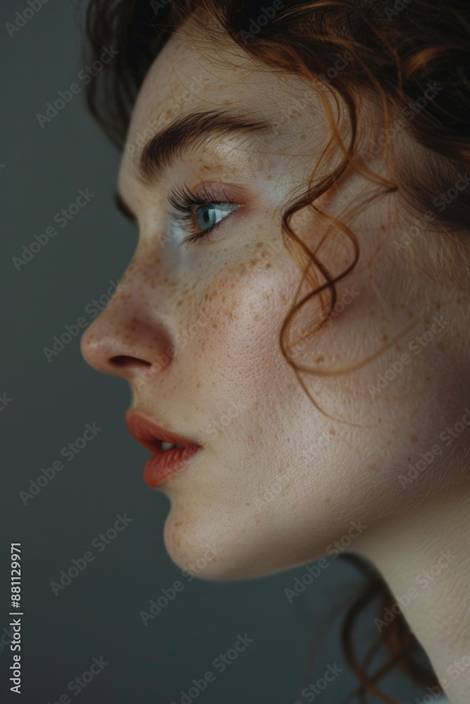 Fototapeta premium Woman with freckles close-up