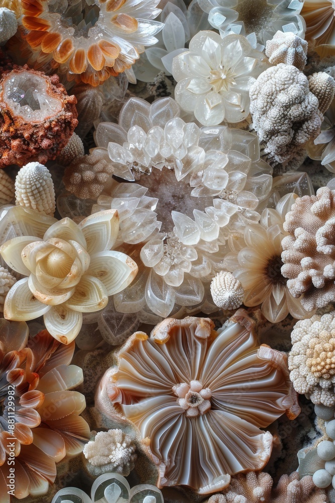 Natural Mineral Blossoms - Crystal Flowers in Earthy Tones Natural Mineral Blossoms - Crystal Flowers in Earthy Tones