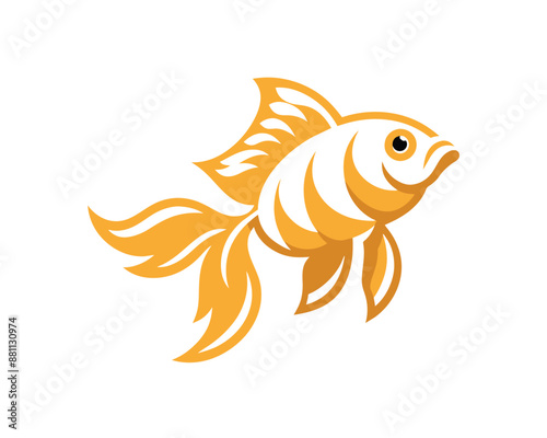 cute gold fish orange. isolated cartoon animal illustration. Flat Style Sticker Icon Design Premium Logo vector. Mascot Character
