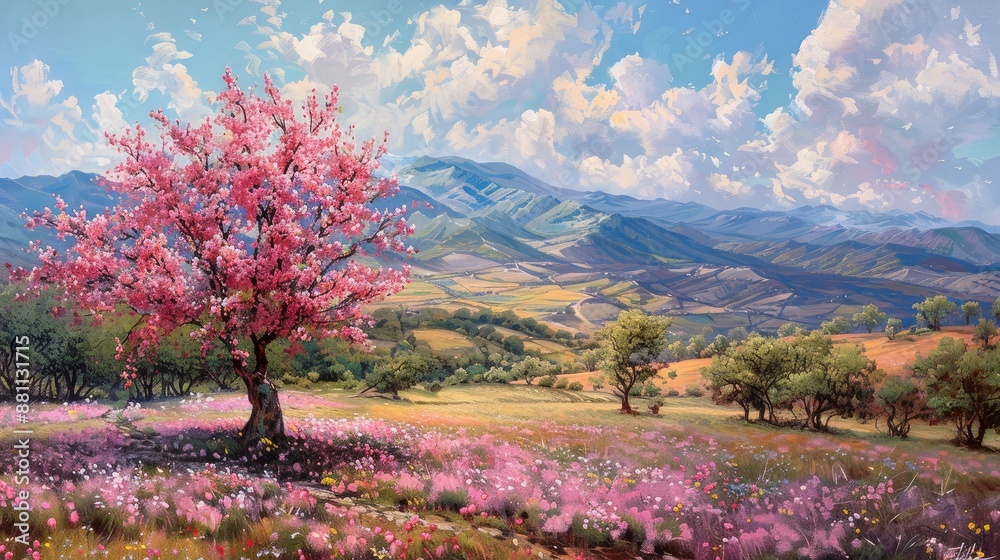 Delicate blossoms adding charm to scenic vistas Delicate blossoms adding charm to scenic vistas