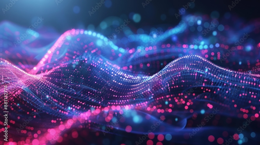 Abstract Digital Waves with Pink and Blue Lights Abstract Digital Waves with Pink and Blue Lights