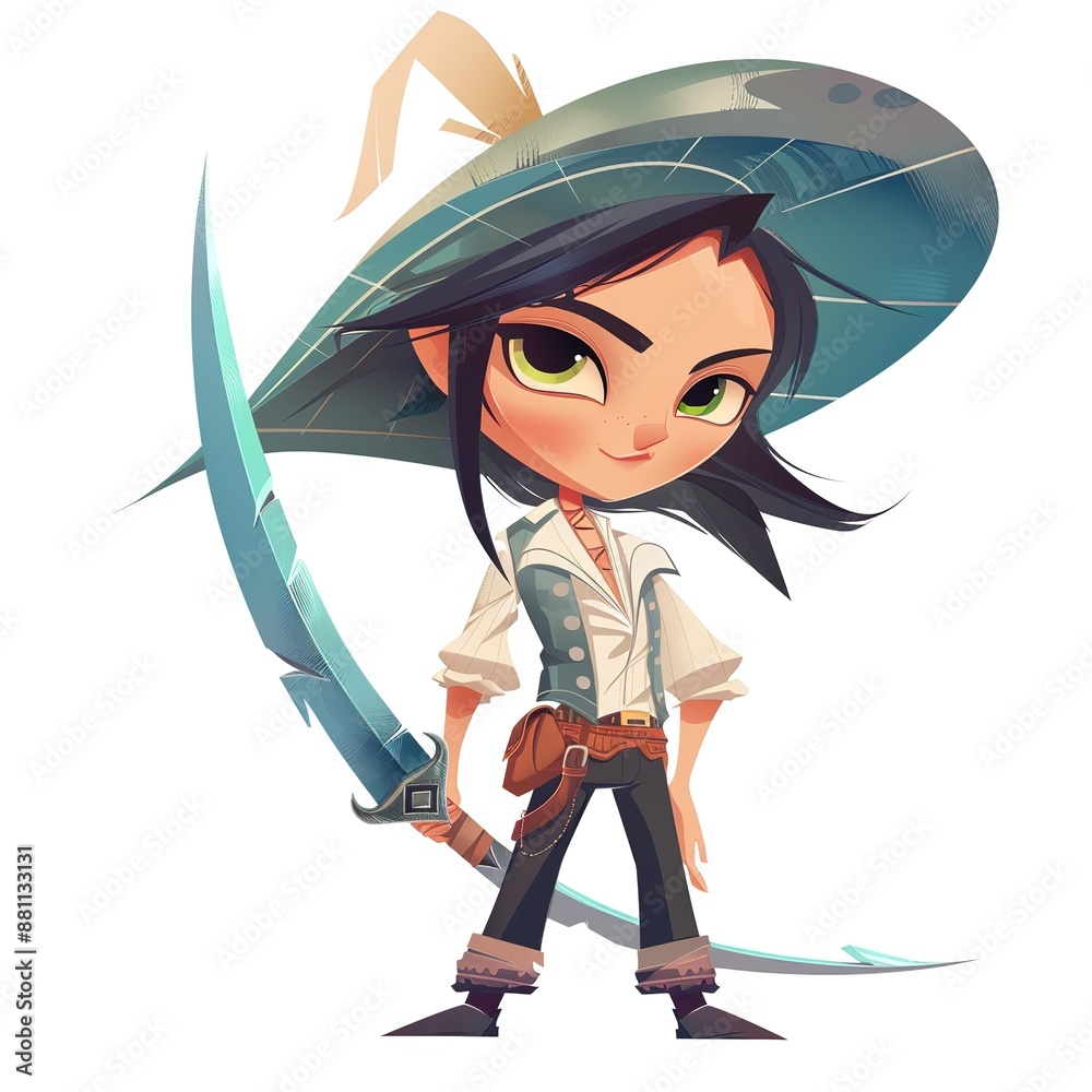 Swordfish Tomboy fashion cartoon isolated whitebackground Swordfish Tomboy fashion cartoon isolated whitebackground