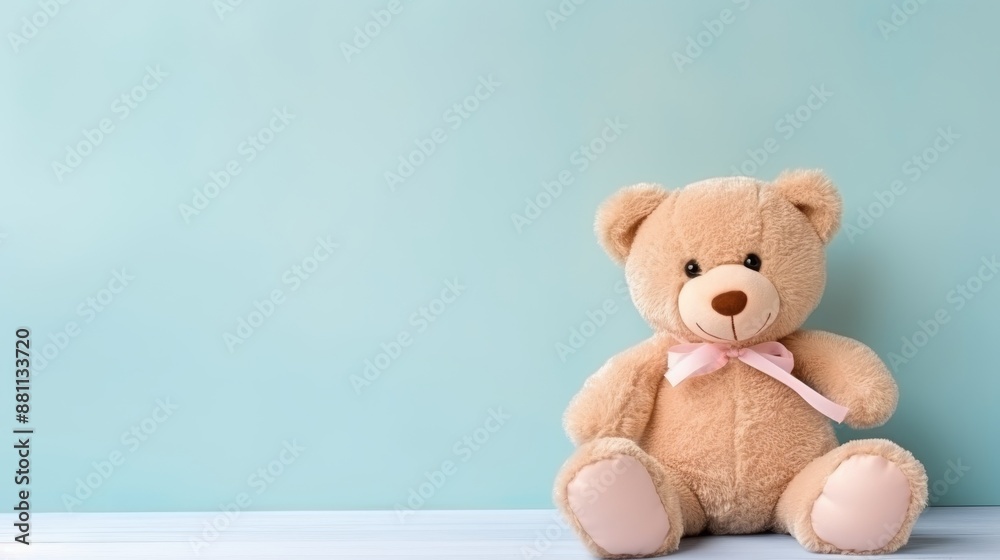 Casually dressed teddy bear with big smile in funky cartoon style on dark blue background Casually dressed teddy bear with big smile in funky cartoon style on dark blue background