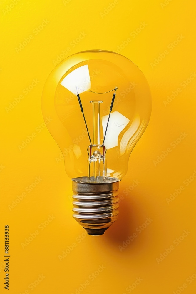 Light bulb on a yellow background, simple and bright Light bulb on a yellow background, simple and bright