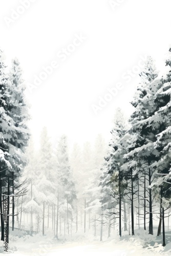 Wallpaper Mural A scenic view of snow-covered trees in a winter forest, ideal for use as a backdrop or atmospheric setting Torontodigital.ca