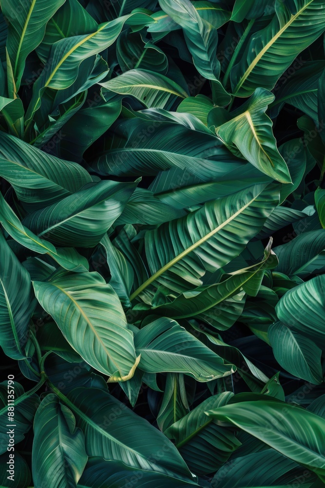 A detailed shot of lush green leaves A detailed shot of lush green leaves