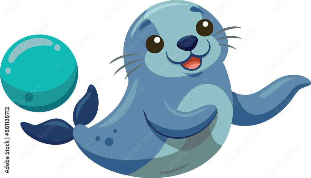 Obraz premium Happy seal playing with a ball