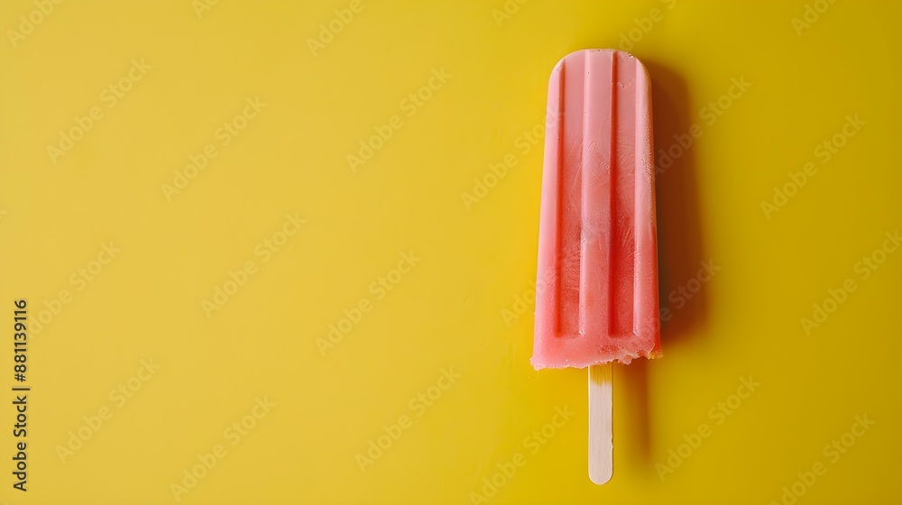 Rose Gold Popsicle on a summery yellow Background with Copy Space Rose Gold Popsicle on a summery yellow Background with Copy Space