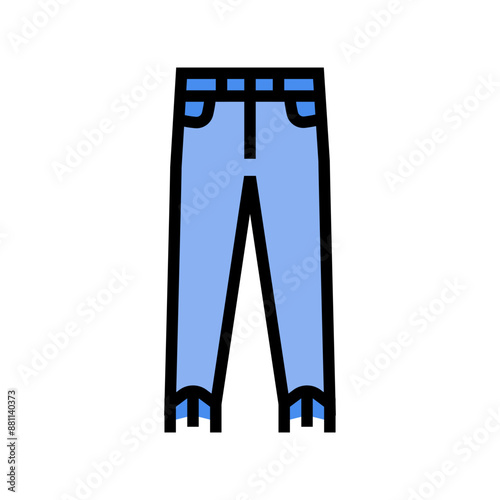 frayed hems jeans diy fashion handmade color icon vector. frayed hems jeans diy fashion handmade sign. isolated symbol illustration