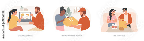 Buying food online isolated cartoon vector illustrations se